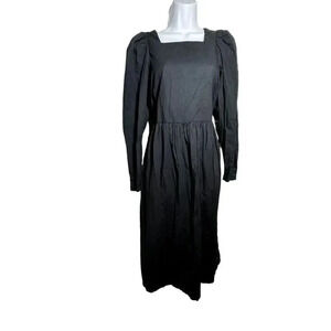 Lisa Says Gah Midi Dress dark blue size medium long sleeves square neckline